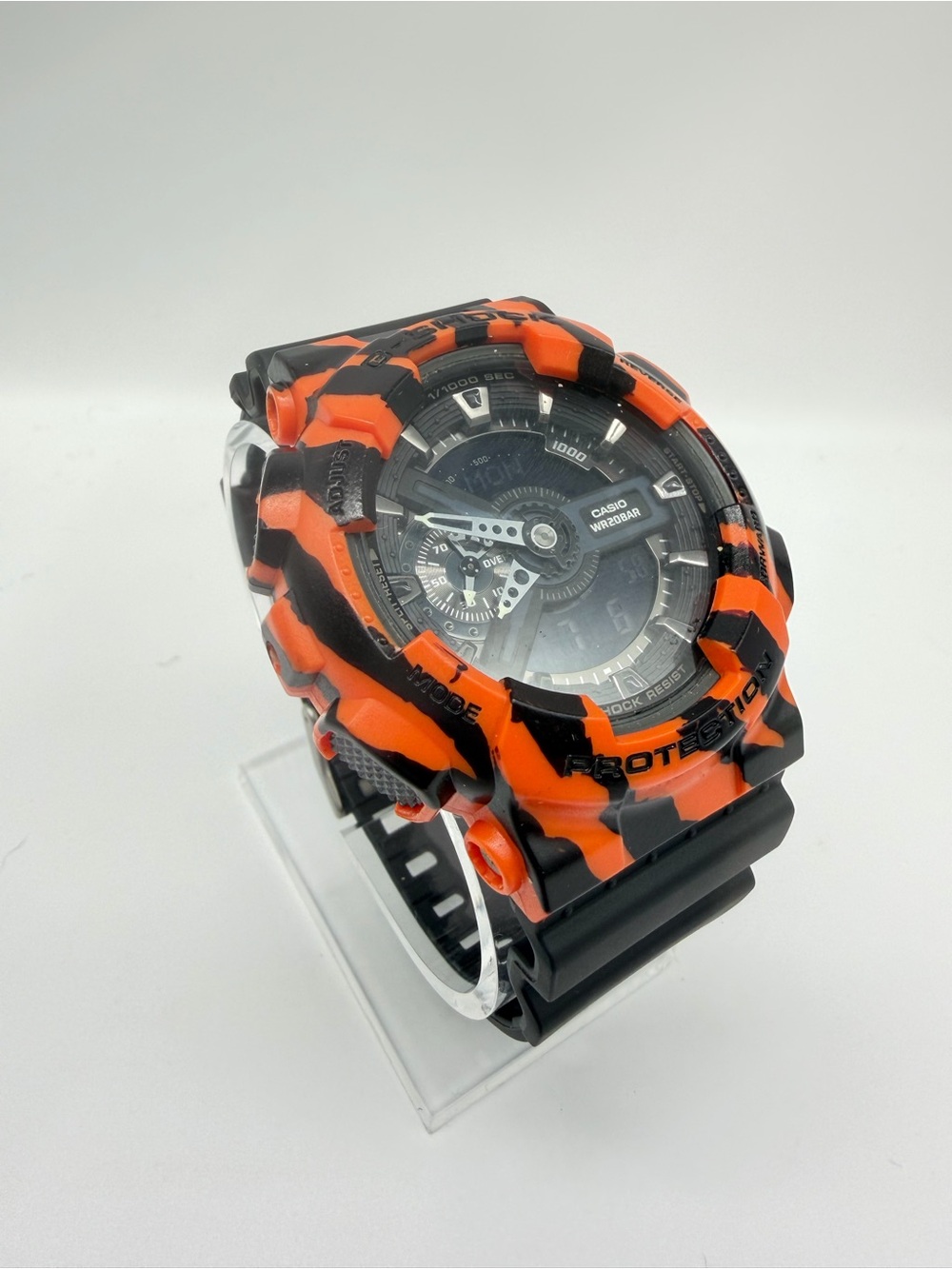 Custom Casio G-Shock GA-110 Orange Black Tiger Camo Art Watch 5146